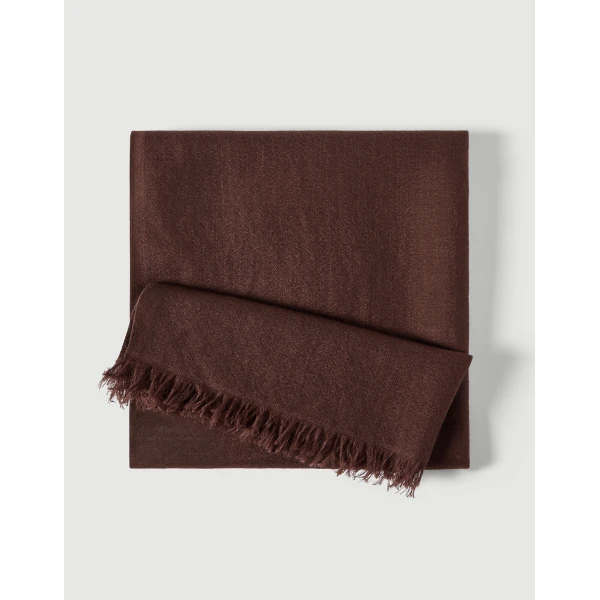 Brunello Cucinelli Cashmere and silk scarf in Pine Cone Brown, view 2 | Scarves | Coveti