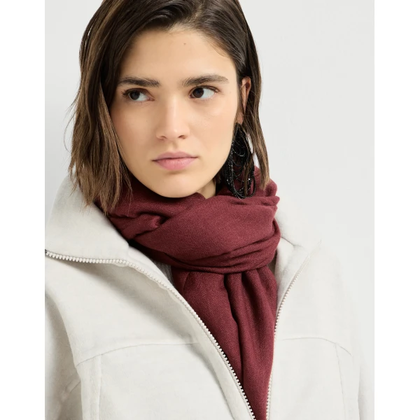 Brunello Cucinelli Cashmere and silk scarf in Red, view 4 | Scarves | Coveti