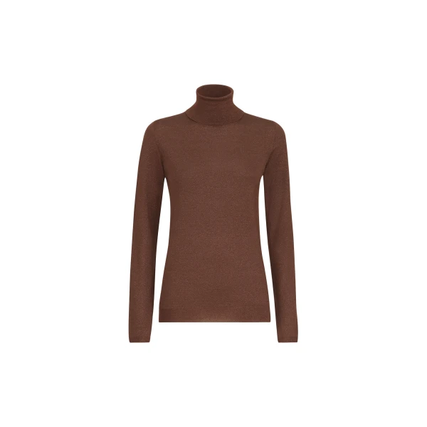 Cashmere and silk turtleneck sweater in Brown