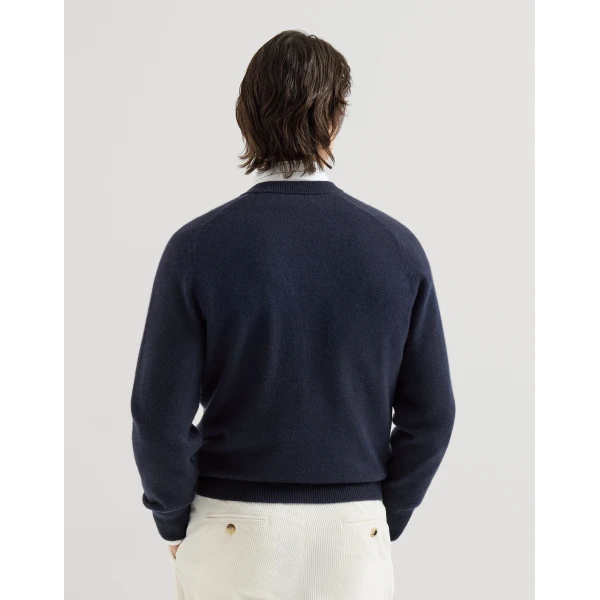 Brunello Cucinelli Cashmere cardigan in Navy Blue, view 3 | Knitwear | Coveti