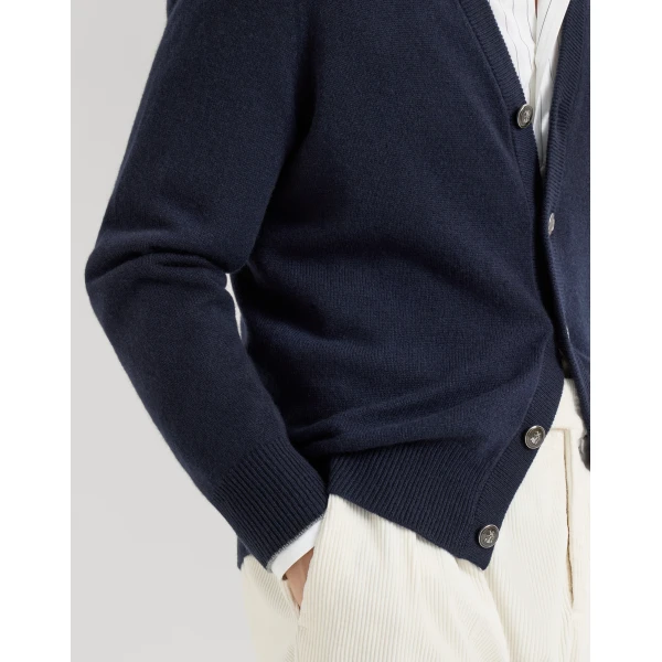 Brunello Cucinelli Cashmere cardigan in Navy Blue, view 4 | Knitwear | Coveti
