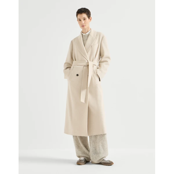 Cashmere coat with belt and monili in Beige - Image 2