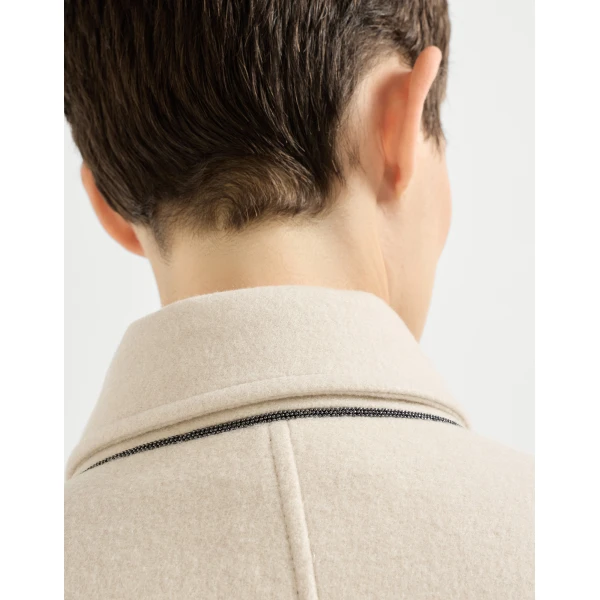 Cashmere coat with belt and monili in Beige - Image 4