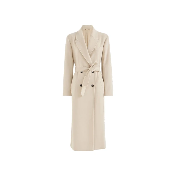 Cashmere coat with belt and monili in Beige