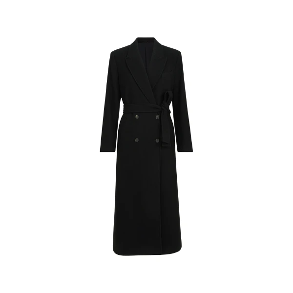 Cashmere coat with belt and monili in Black