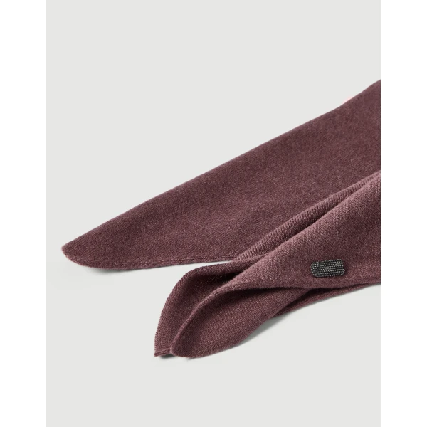 Brunello Cucinelli Cashmere foulard with monili in Mauve, view 2 | Scarves | Coveti