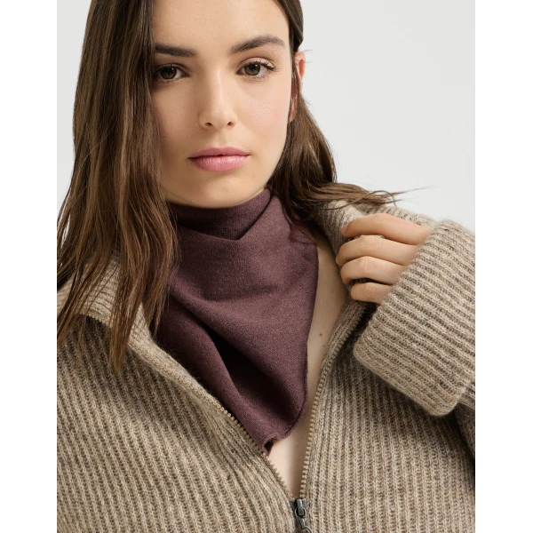 Brunello Cucinelli Cashmere foulard with monili in Mauve, view 3 | Scarves | Coveti