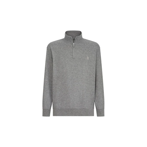 Cashmere jersey sweater in Stone Grey