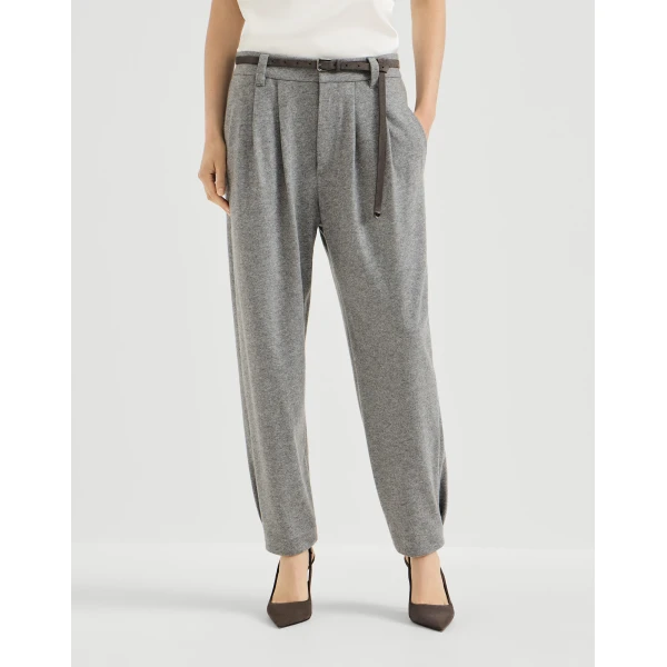 Cashmere jersey tailored trousers in Grey - Image 2