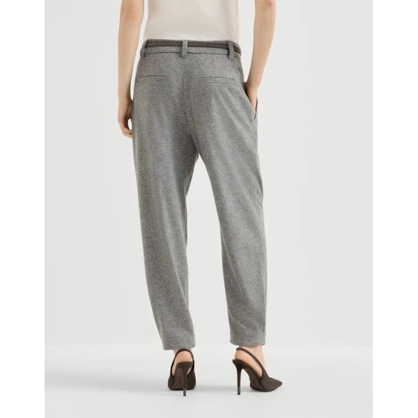 Cashmere jersey tailored trousers in Grey - Image 3