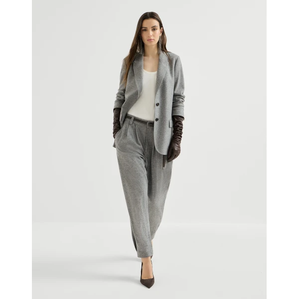 Cashmere jersey tailored trousers in Grey - Image 5