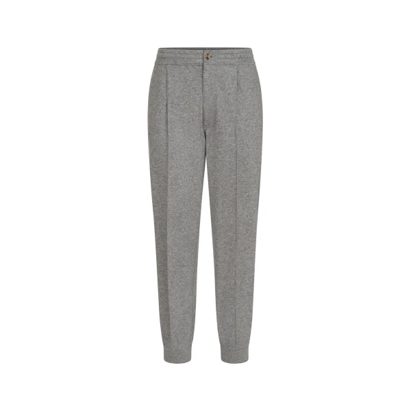 Cashmere jersey trousers in Stone Grey