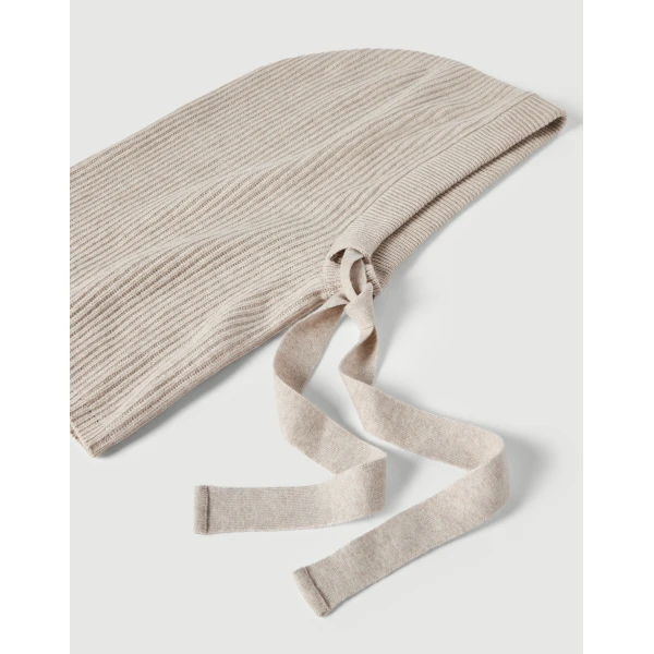 Brunello Cucinelli Cashmere knit balaclava in Panama, view 3 | Hats | Coveti