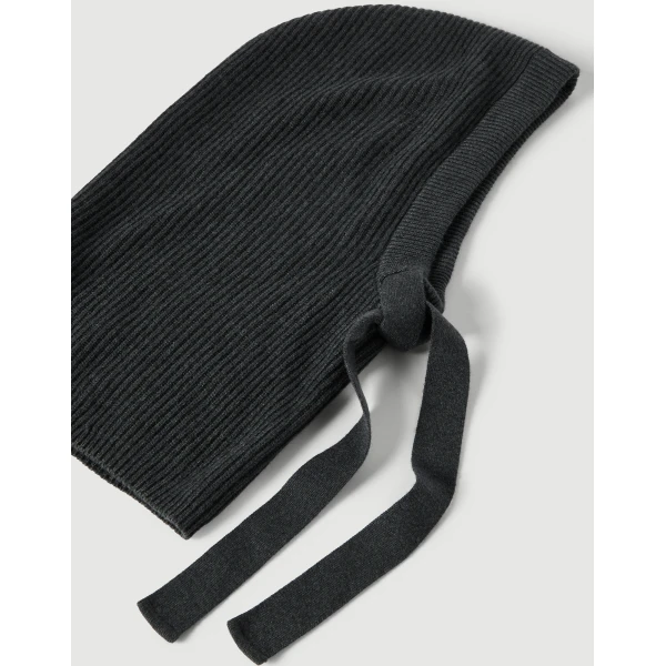 Brunello Cucinelli Cashmere knit balaclava in Stone Grey, view 3 | Hats | Coveti