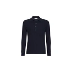 Brunello Cucinelli Cashmere knit polo shirt in Navy Blue | Knitwear | Coveti