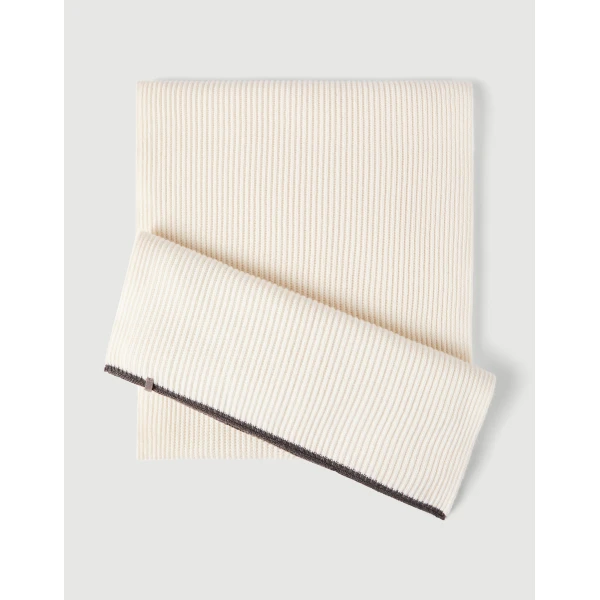 Brunello Cucinelli Cashmere knit scarf in Panama, view 2 | Scarves | Coveti