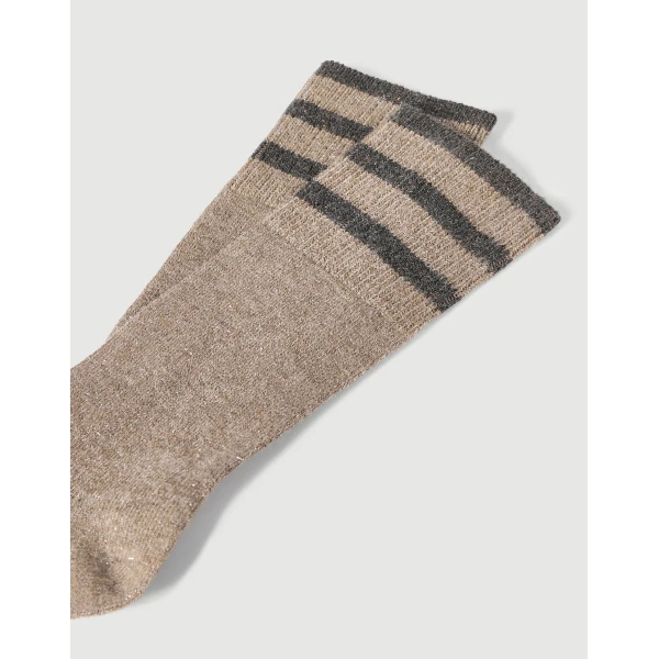 Brunello Cucinelli Cashmere knit socks in Beige, view 2 | Accessories | Coveti
