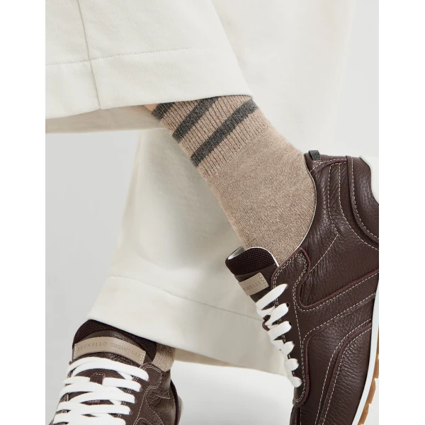 Brunello Cucinelli Cashmere knit socks in Beige, view 3 | Accessories | Coveti