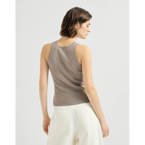 Brunello Cucinelli Cashmere knit top in Rope, view 3 | Sweaters | Coveti