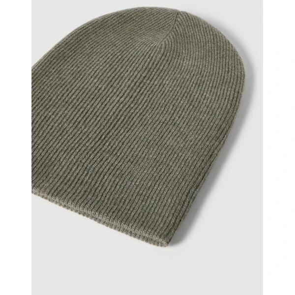 Brunello Cucinelli Cashmere rib knit beanie in Origano, view 2 | Hats | Coveti