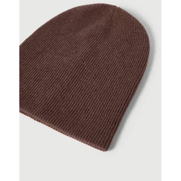 Brunello Cucinelli Cashmere rib knit beanie in Pine Cone Brown, view 2 | Hats | Coveti