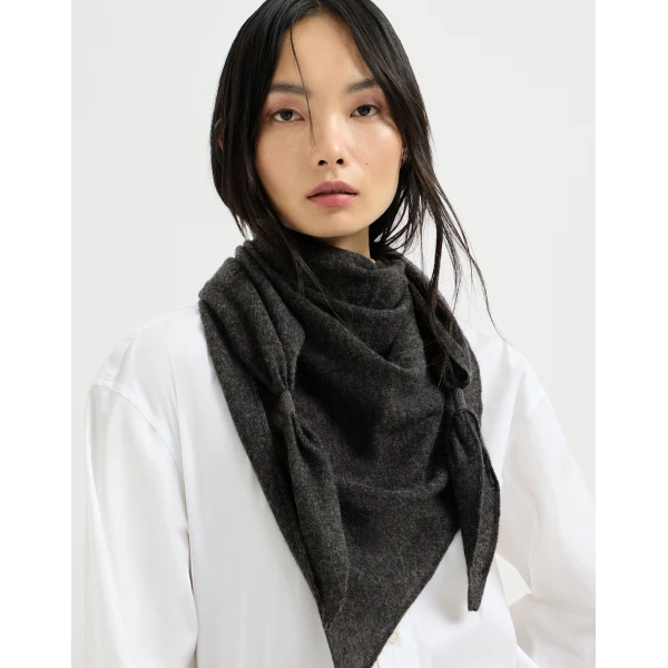 Brunello Cucinelli Cashmere scarf in Anthracite, view 3 | Scarves | Coveti