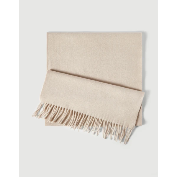 Brunello Cucinelli Cashmere scarf in Beige Silk, view 2 | Scarves | Coveti