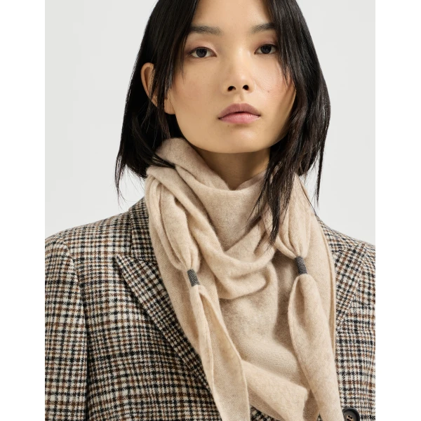 Brunello Cucinelli Cashmere scarf in Beige, view 3 | Scarves | Coveti