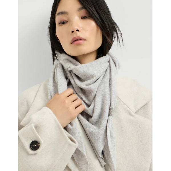 Brunello Cucinelli Cashmere scarf in Light Grey, view 3 | Scarves | Coveti