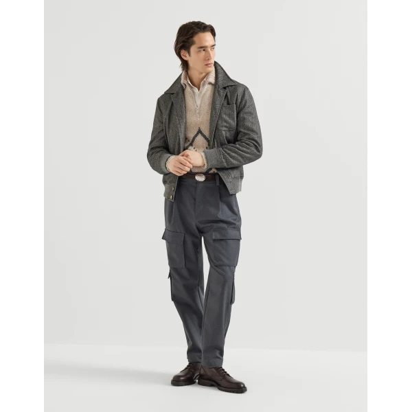 Brunello Cucinelli Cashmere sweater with half zip in Light Brown, view 6 | Knitwear | Coveti