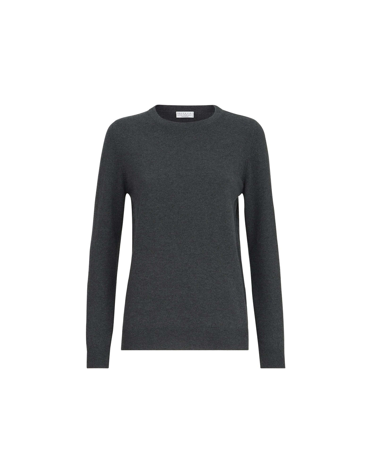 Brunello Cucinelli Cashmere sweater with monili in Dark Grey Brunello Cucinelli