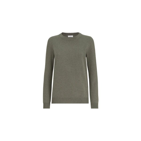 Cashmere sweater with monili in Origano