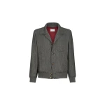 Brunello Cucinelli Chalk stripe chevron outerwear jacket in Anthracite | Jackets | Coveti