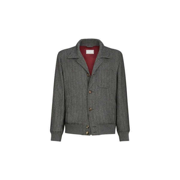 Chalk stripe chevron outerwear jacket in Anthracite