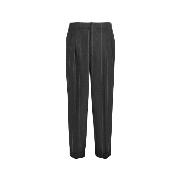 Chalk stripe flannel trousers in Dark Grey