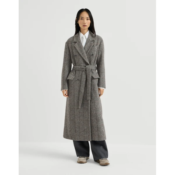 Brunello Cucinelli Check tweed coat in Dark Grey