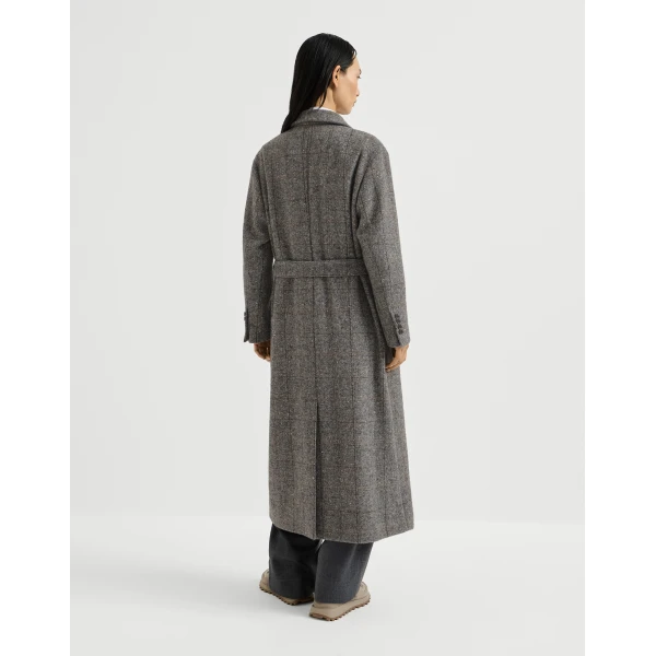 Brunello Cucinelli Check tweed coat in Dark Grey