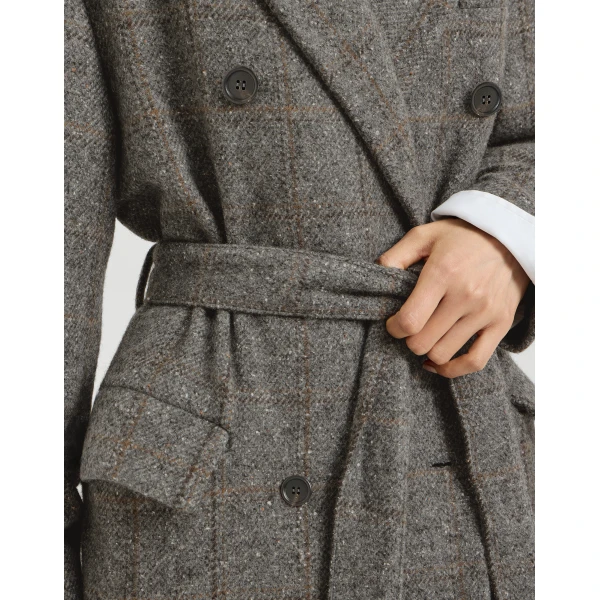 Brunello Cucinelli Check tweed coat in Dark Grey