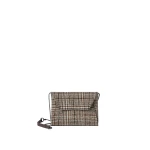 Brunello Cucinelli Checked Duo clutch bag with monili in Brown | Clutch Bags | Coveti