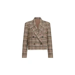 Brunello Cucinelli Checked blazer with monili in Brown