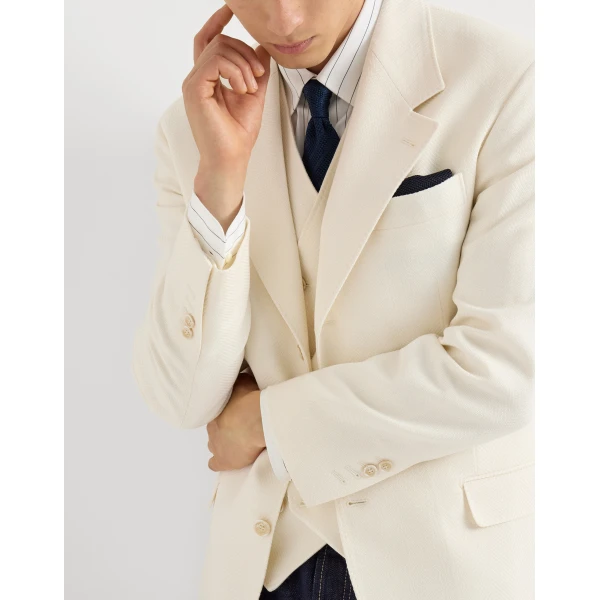 Brunello Cucinelli Chevron Tailor blazer in Panama, view 4 | Blazers | Coveti