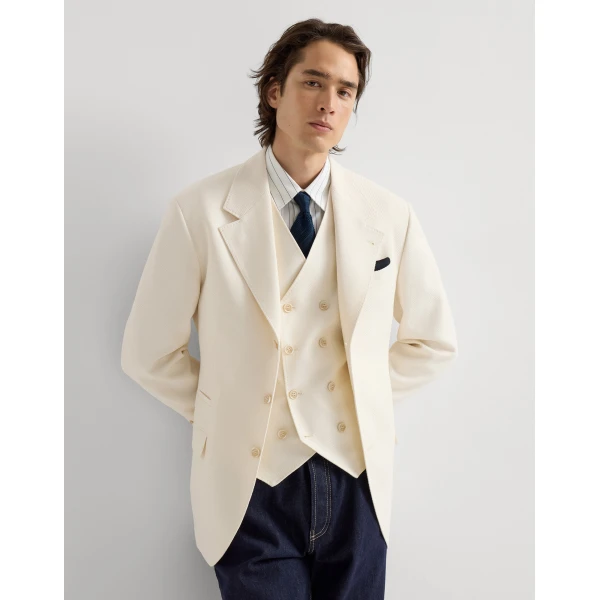 Brunello Cucinelli Chevron Tailor blazer in Panama, view 5 | Blazers | Coveti