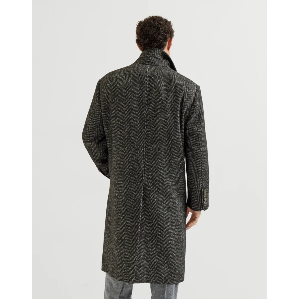 Brunello Cucinelli Chevron coat in Dark Grey, view 3 | Coats | Coveti