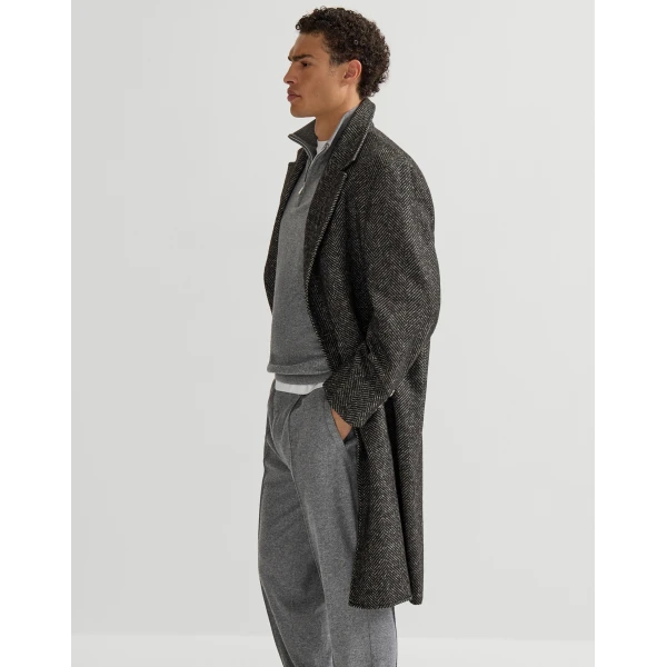 Brunello Cucinelli Chevron coat in Dark Grey, view 5 | Coats | Coveti