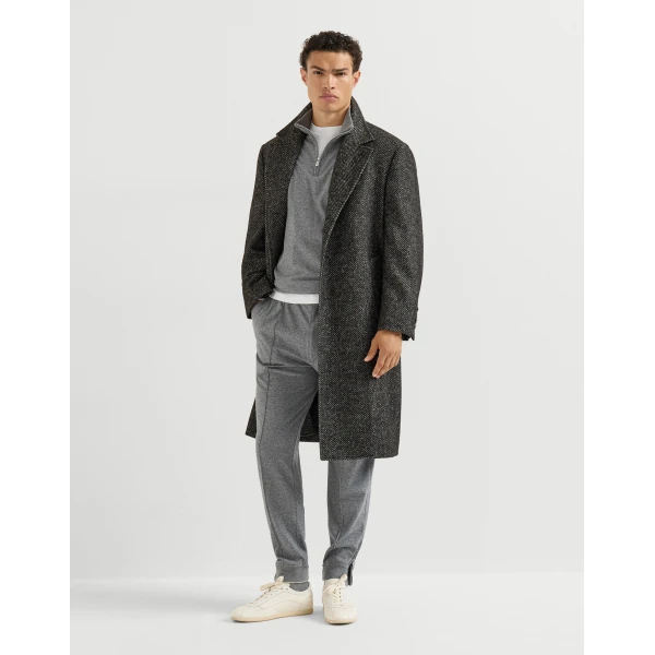 Brunello Cucinelli Chevron coat in Dark Grey, view 6 | Coats | Coveti