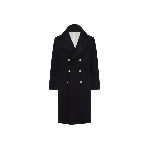 Comfort cotton and cashmere coat in Navy Blue