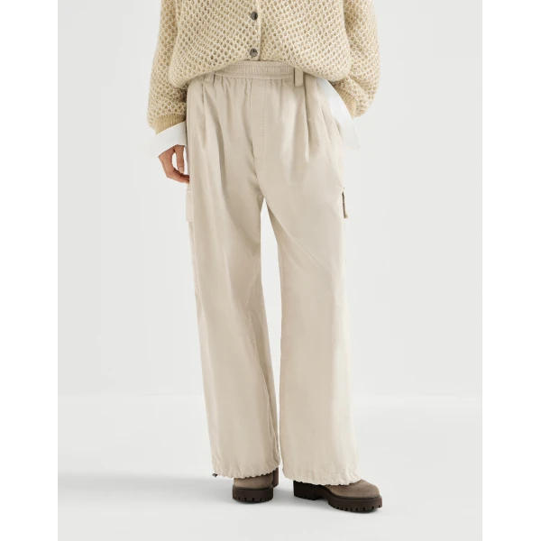 Brunello Cucinelli Corduroy baggy cargo trousers in Beige, view 2 | Pants | Coveti
