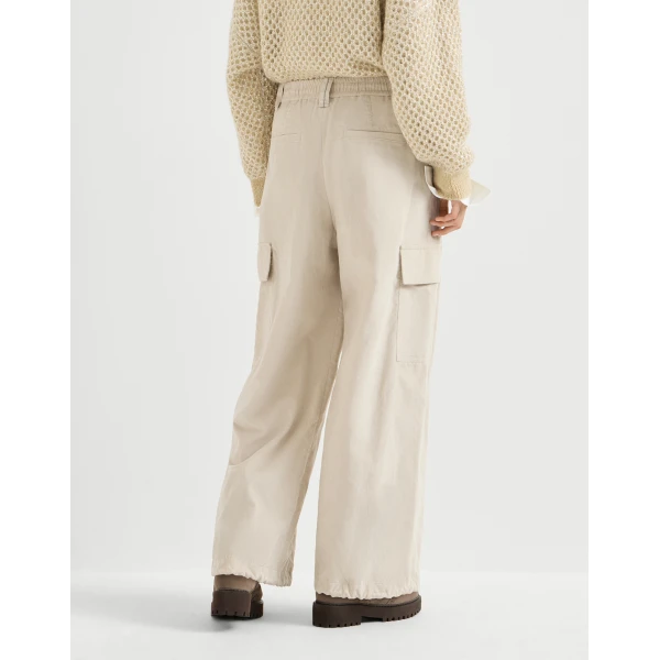 Brunello Cucinelli Corduroy baggy cargo trousers in Beige, view 3 | Pants | Coveti