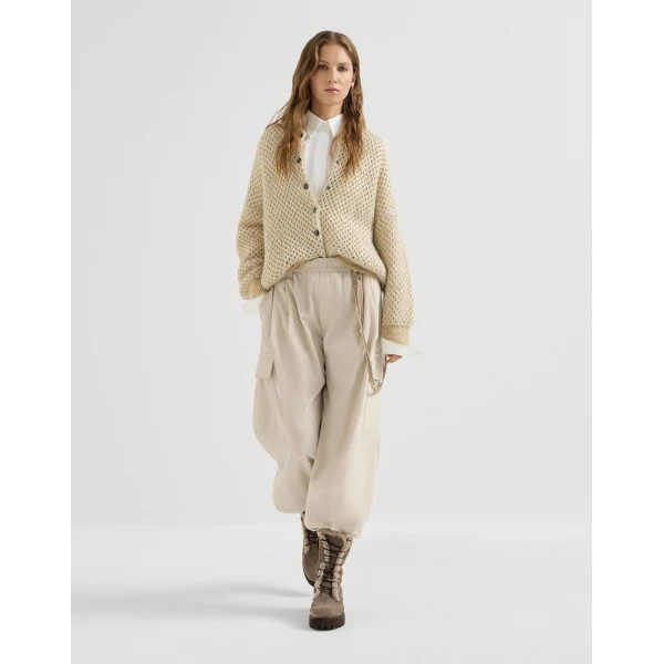 Brunello Cucinelli Corduroy baggy cargo trousers in Beige, view 5 | Pants | Coveti
