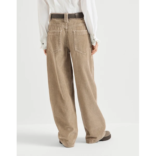 Brunello Cucinelli Corduroy baggy trousers in Beige, view 3 | Pants | Coveti